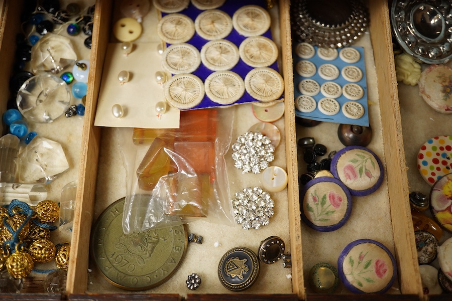 A collection of assorted Victorian and later buttons, largest 46mm;, Condition - fair to good